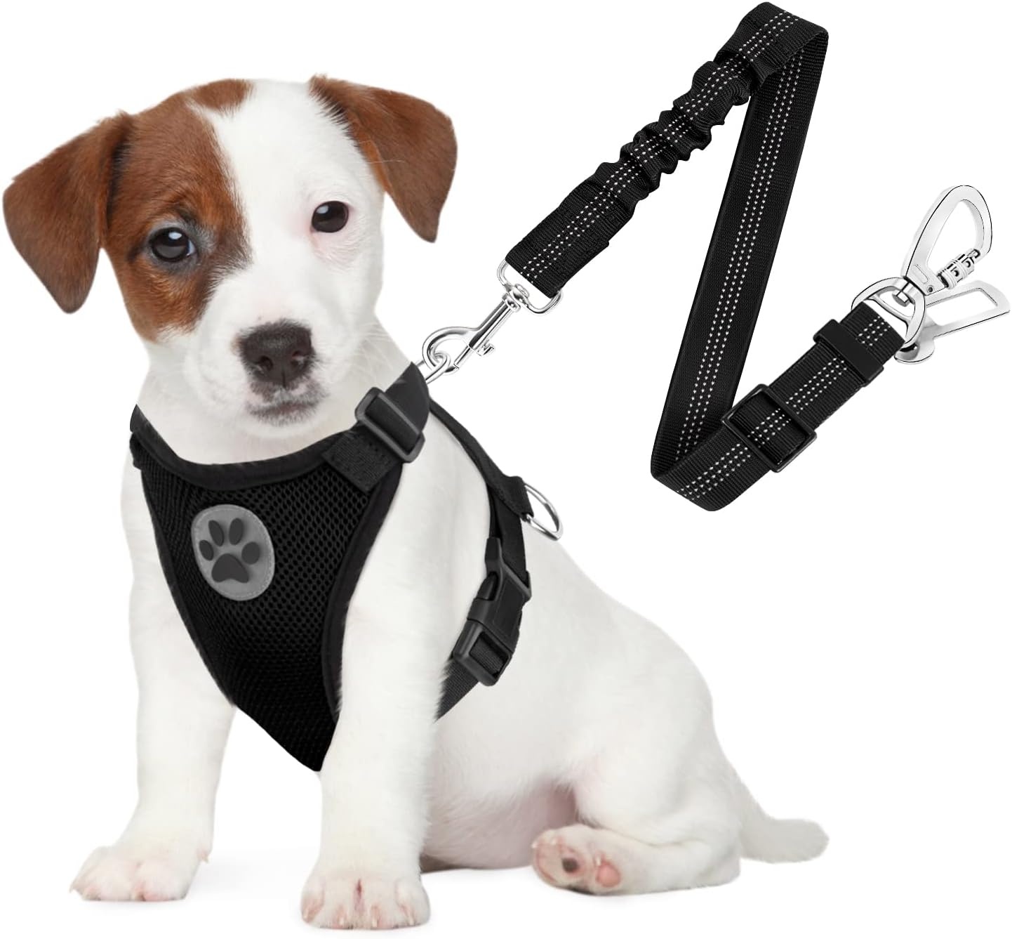 image:imageSlowTon Dog Seat Belt Harness for Car Dog Car Harness Adjustable Mesh Breathable amp Dog Seatbelt Safety Tether with Elastic Bungee for Small Medium Large PetsBlack Double Clip XXXSABlack