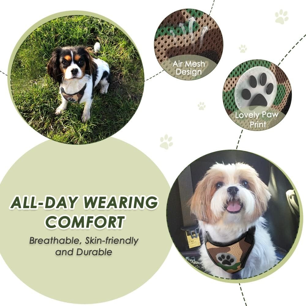 image:imageSlowTon Dog Seat Belt Harness for Car Dog Car Harness Adjustable Mesh Breathable amp Dog Seatbelt Safety Tether with Elastic Bungee for Small Medium Large PetsBlack Double Clip XXXSKCamo
