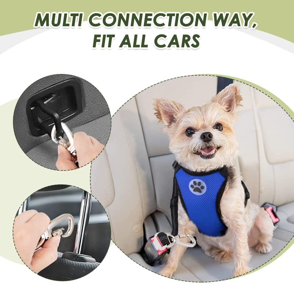 image:imageSlowTon Dog Seat Belt Harness for Car Dog Car Harness Adjustable Mesh Breathable amp Dog Seatbelt Safety Tether with Elastic Bungee for Small Medium Large PetsBlack Double Clip XXXSLBlue