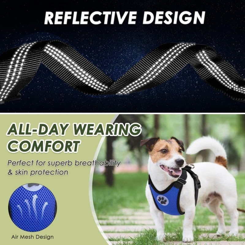 image:imageSlowTon Dog Seat Belt Harness for Car Dog Car Harness Adjustable Mesh Breathable amp Dog Seatbelt Safety Tether with Elastic Bungee for Small Medium Large PetsBlack Double Clip XXXSLBlue