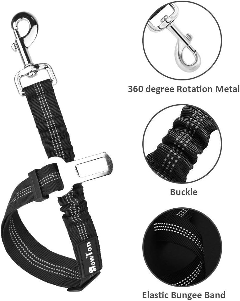 image:imageSlowTon Dog Seat Belt Harness for Car Dog Car Harness Adjustable Mesh Breathable amp Dog Seatbelt Safety Tether with Elastic Bungee for Small Medium Large PetsBlack Double Clip XXXSRBlueSingle Clip