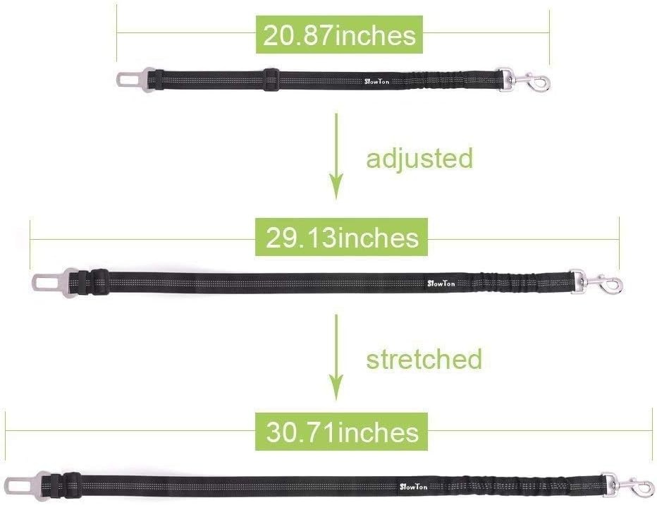 image:imageSlowTon Dog Seat Belt Harness for Car Dog Car Harness Adjustable Mesh Breathable amp Dog Seatbelt Safety Tether with Elastic Bungee for Small Medium Large PetsBlack Double Clip XXXSRBlueSingle Clip