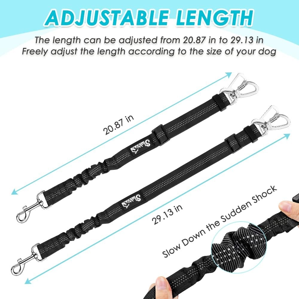 image:imageSlowTon Dog Seat Belt Harness for Car Dog Car Harness Adjustable Mesh Breathable amp Dog Seatbelt Safety Tether with Elastic Bungee for Small Medium Large PetsBlack Double Clip XXXSDLight Blue