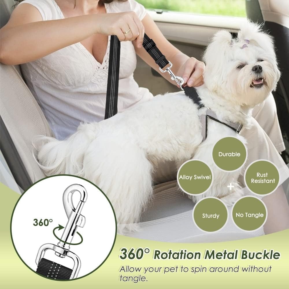 image:imageSlowTon Dog Seat Belt Harness for Car Dog Car Harness Adjustable Mesh Breathable amp Dog Seatbelt Safety Tether with Elastic Bungee for Small Medium Large PetsBlack Double Clip XXXSRRedSingle Clip