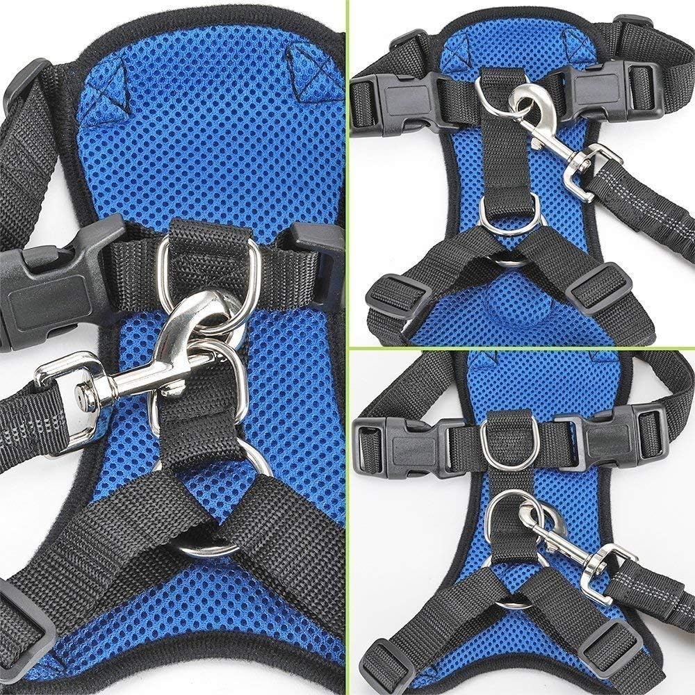 image:imageSlowTon Dog Seat Belt Harness for Car Dog Car Harness Adjustable Mesh Breathable amp Dog Seatbelt Safety Tether with Elastic Bungee for Small Medium Large PetsBlack Double Clip XXXSRBlueSingle Clip