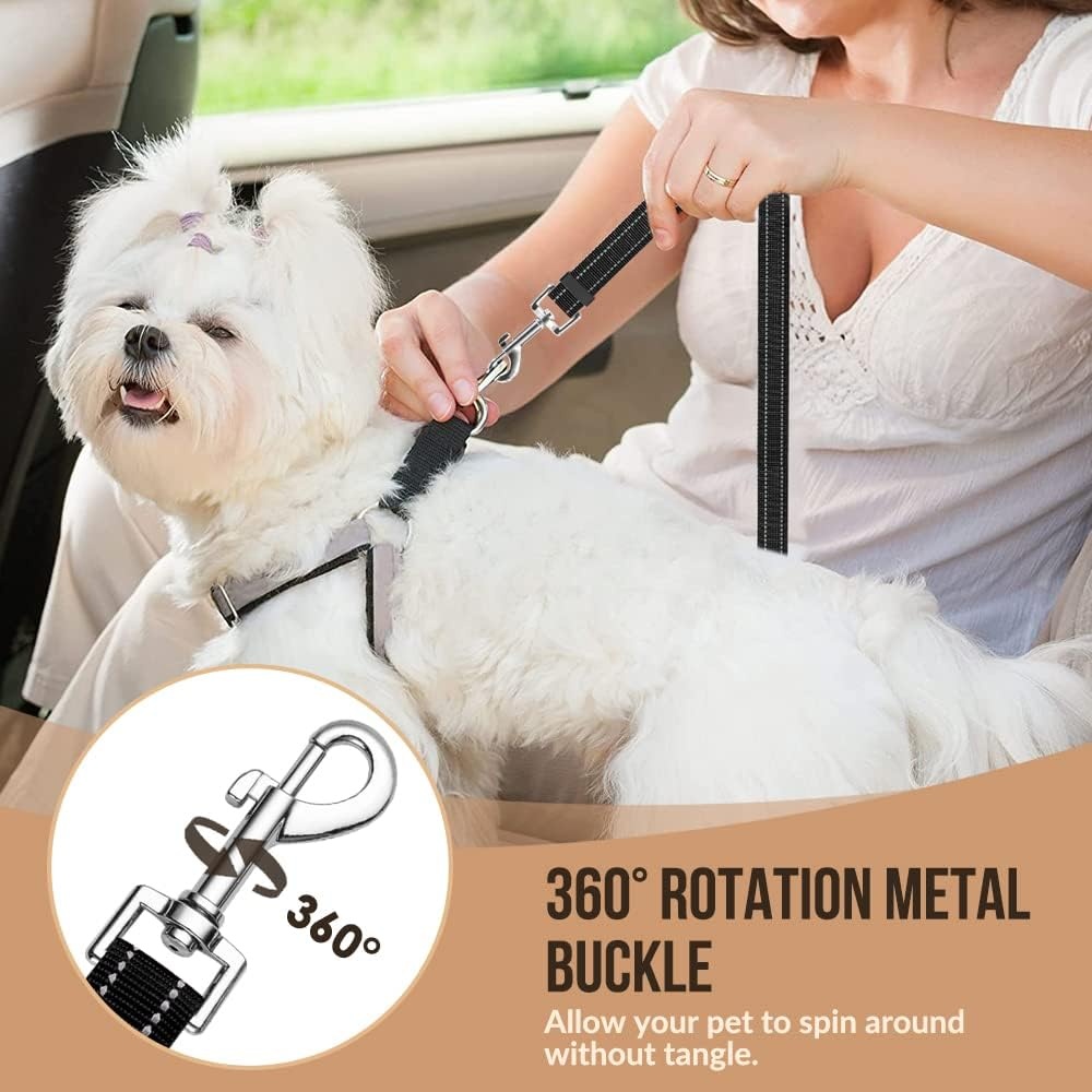 image:imageSlowTon Dog Seat Belt for Car 2 Pack Dog Car Harness Seatbelt Adjustable with Elastic Bungee Buffer 2 in 1 Pet Car Leash Headrest Restraint Dog Reflective Safety Tether Green HeadrestClipABlack