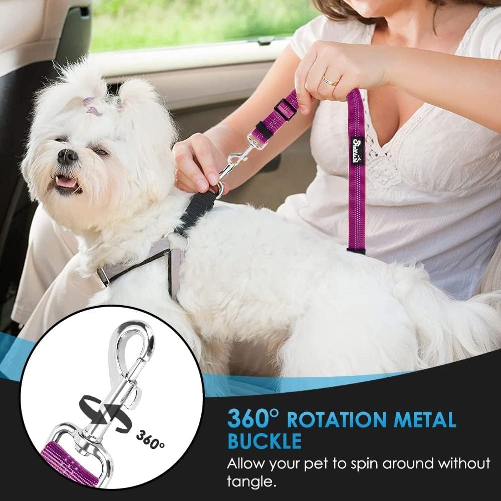 image:imageSlowTon Dog Seat Belt for Car 2 Pack Dog Car Harness Seatbelt Adjustable with Elastic Bungee Buffer 2 in 1 Pet Car Leash Headrest Restraint Dog Reflective Safety Tether Green HeadrestClipIFushia