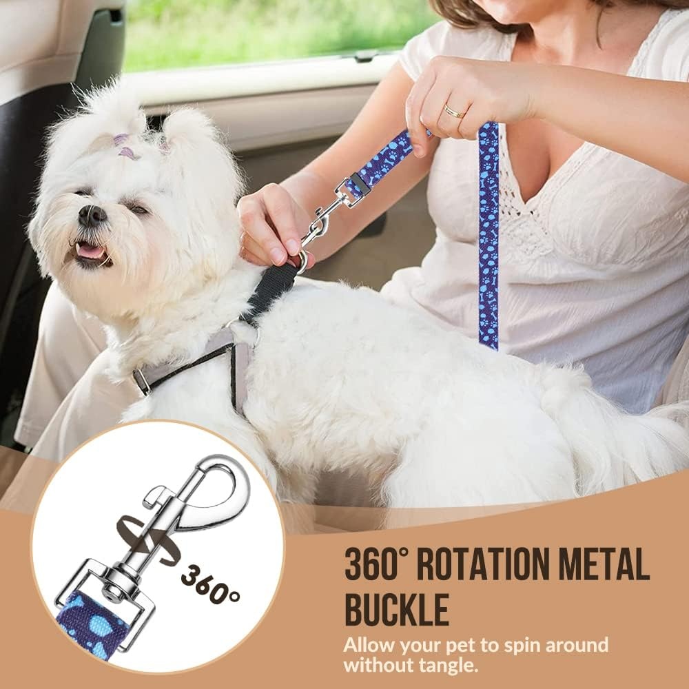 image:imageSlowTon Dog Seat Belt for Car 2 Pack Dog Car Harness Seatbelt Adjustable with Elastic Bungee Buffer 2 in 1 Pet Car Leash Headrest Restraint Dog Reflective Safety Tether Green HeadrestClipBBlue Paw