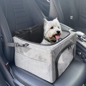 image:imageSlowTon Dog Booster Car Seat Reinforce Metal Frame Safe Pet Car Seat with Seatbelt amp Waterproof Pee Pad amp Top Cover  Portable Collapsible Puppy Carrier Bag  for Small Medium Dogs Cats up to 15lbsGrey
