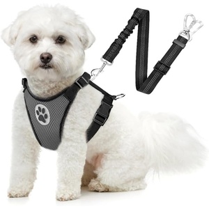 image:imageSlowTon Dog Seat Belt Harness for Car Dog Car Harness Adjustable Mesh Breathable amp Dog Seatbelt Safety Tether with Elastic Bungee for Small Medium Large PetsBlack Double Clip XXXSNGrey