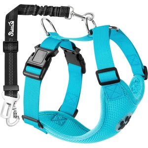 image:imageSlowTon Dog Seat Belt Harness for Car Dog Car Harness Adjustable Mesh Breathable amp Dog Seatbelt Safety Tether with Elastic Bungee for Small Medium Large PetsBlack Double Clip XXXSDLight Blue