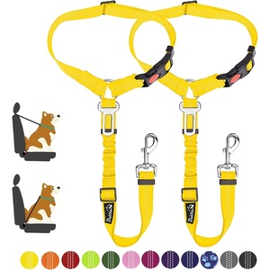 image:imageSlowTon Dog Seat Belt for Car 2 Pack Dog Car Harness Seatbelt Adjustable with Elastic Bungee Buffer 2 in 1 Pet Car Leash Headrest Restraint Dog Reflective Safety Tether Green HeadrestClipKYellow