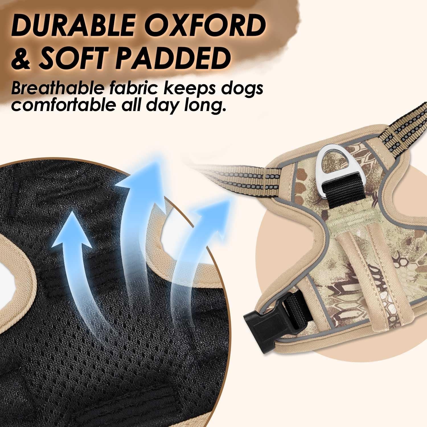 image:imageSlowTon No Pull Dog Harness Heavy Duty No Choke Pet Harness with 2 Leash Clips and Easy Control Vertical Handle Adjustable Soft Padded Dog Vest for Small Medium and Large DogsYellow Camo LargeIYellow Camouflage