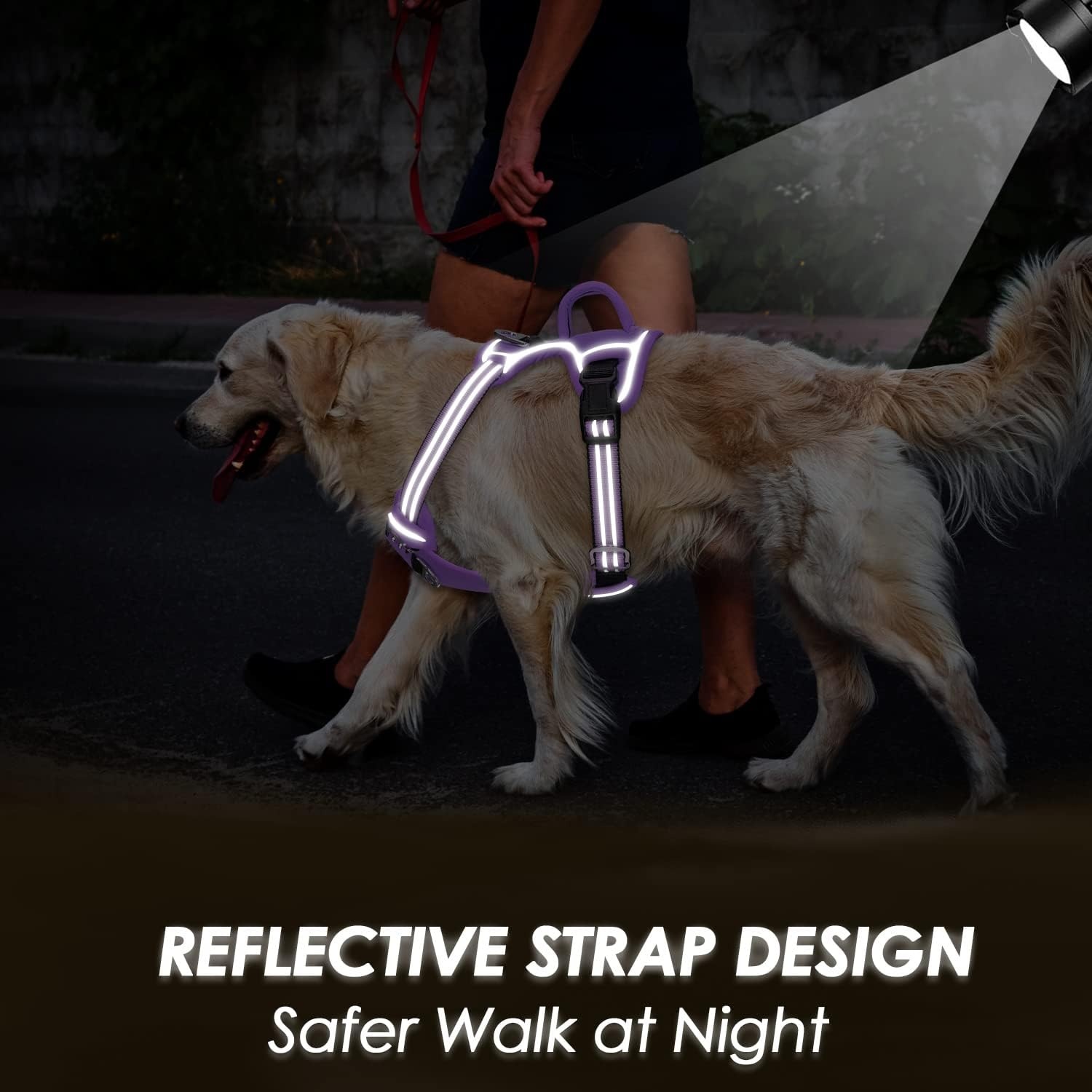 image:imageSlowTon No Pull Dog Harness Heavy Duty No Choke Pet Harness with 2 Leash Clips and Easy Control Vertical Handle Adjustable Soft Padded Dog Vest for Small Medium and Large DogsYellow Camo LargeDPurple