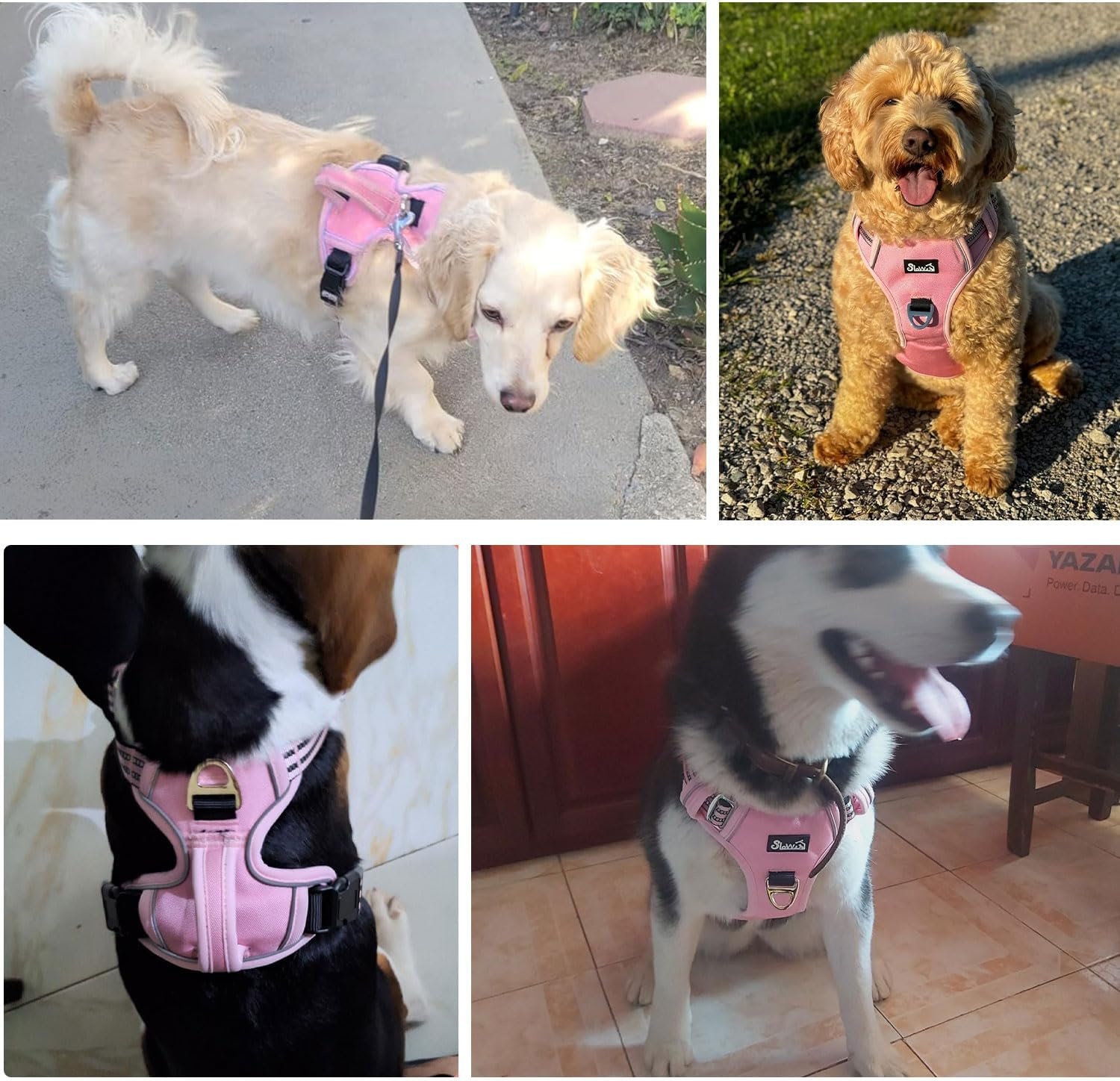 image:imageSlowTon No Pull Dog Harness Heavy Duty No Choke Pet Harness with 2 Leash Clips and Easy Control Vertical Handle Adjustable Soft Padded Dog Vest for Small Medium and Large DogsYellow Camo LargeEPink