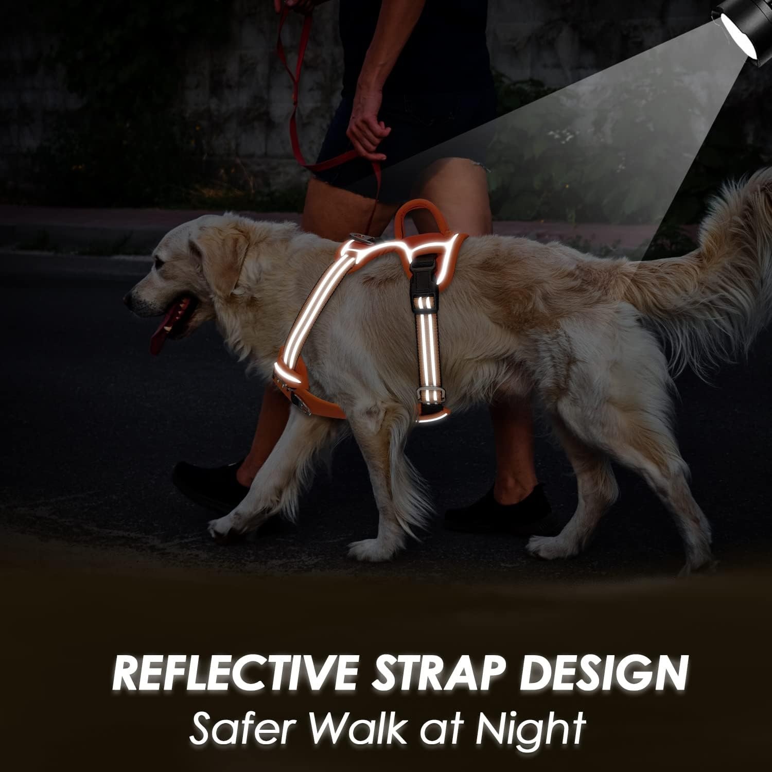 image:imageSlowTon No Pull Dog Harness Heavy Duty No Choke Pet Harness with 2 Leash Clips and Easy Control Vertical Handle Adjustable Soft Padded Dog Vest for Small Medium and Large DogsYellow Camo LargeBOrange