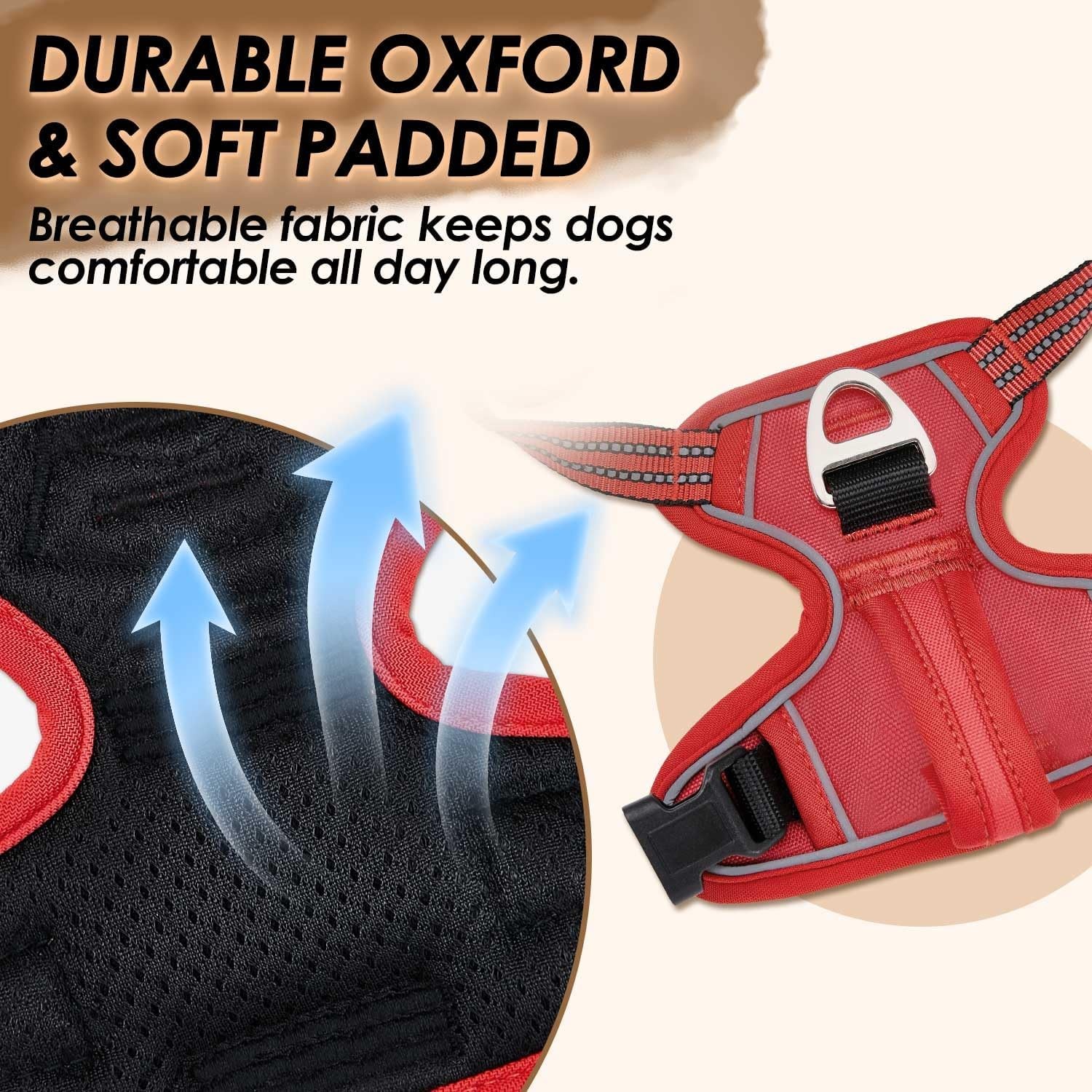 image:imageSlowTon No Pull Dog Harness Heavy Duty No Choke Pet Harness with 2 Leash Clips and Easy Control Vertical Handle Adjustable Soft Padded Dog Vest for Small Medium and Large DogsYellow Camo LargeCRed
