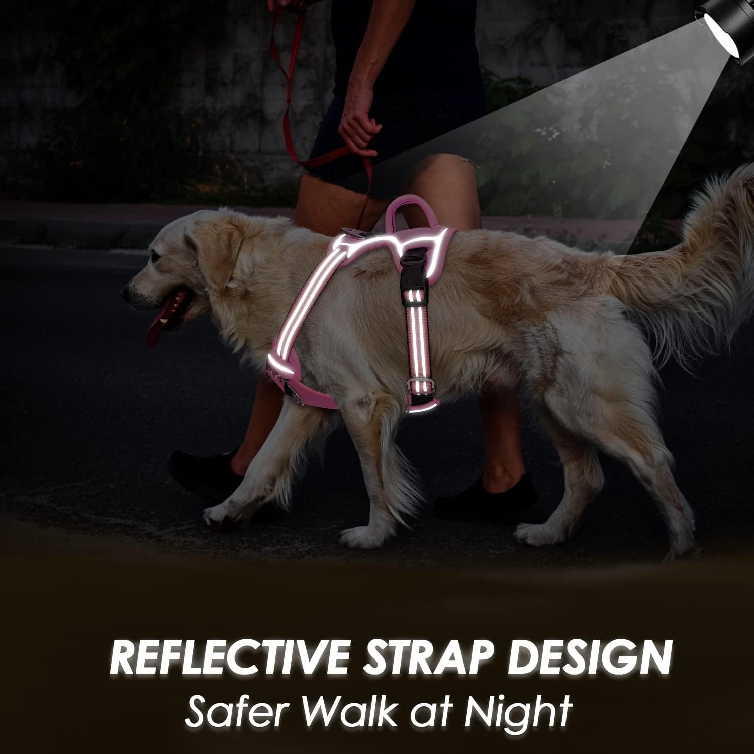 image:imageSlowTon No Pull Dog Harness Heavy Duty No Choke Pet Harness with 2 Leash Clips and Easy Control Vertical Handle Adjustable Soft Padded Dog Vest for Small Medium and Large DogsYellow Camo LargeEPink
