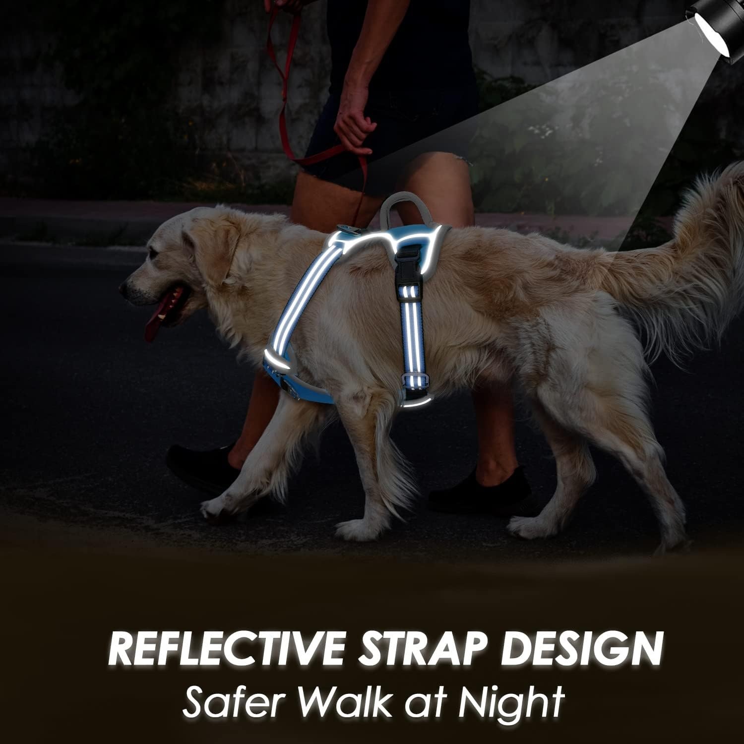 image:imageSlowTon No Pull Dog Harness Heavy Duty No Choke Pet Harness with 2 Leash Clips and Easy Control Vertical Handle Adjustable Soft Padded Dog Vest for Small Medium and Large DogsYellow Camo LargeFBlue