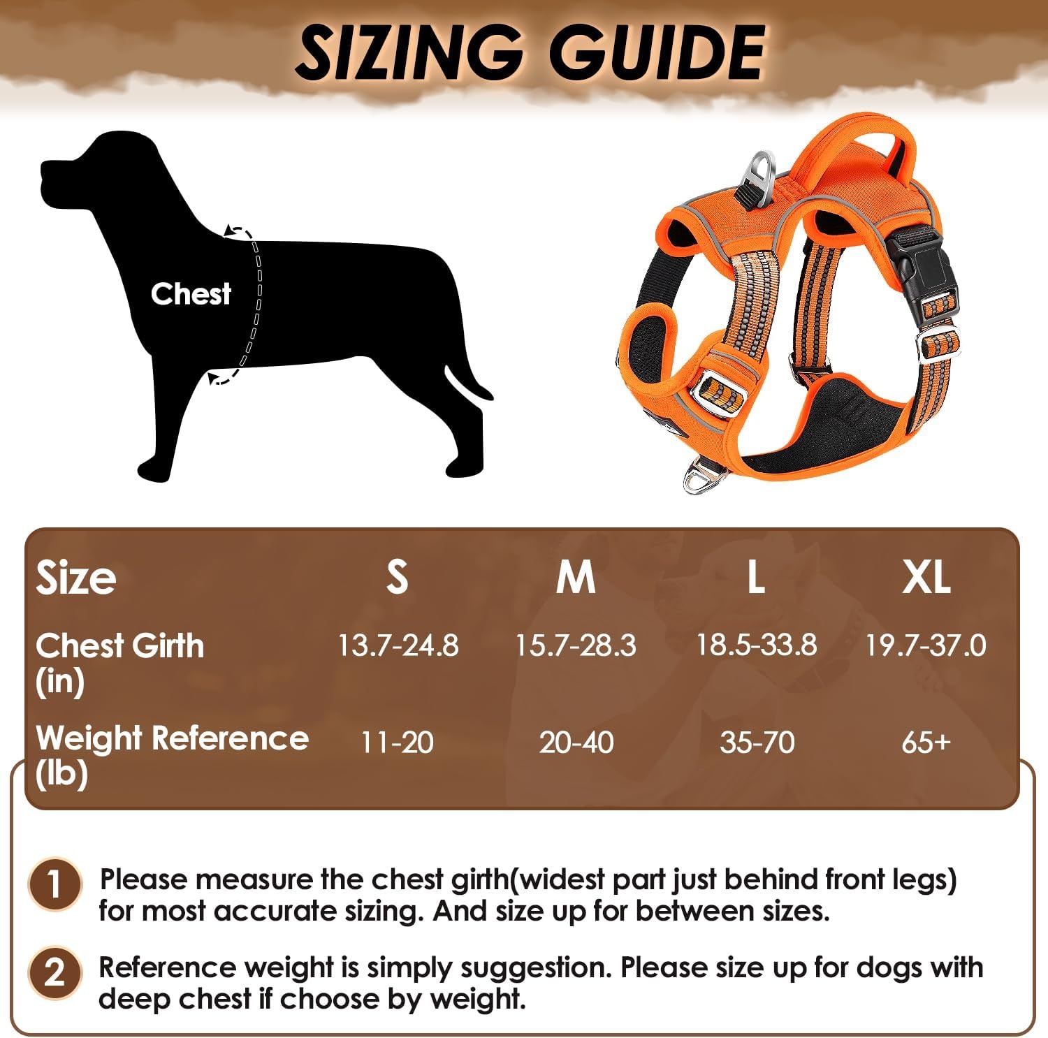 image:imageSlowTon No Pull Dog Harness Heavy Duty No Choke Pet Harness with 2 Leash Clips and Easy Control Vertical Handle Adjustable Soft Padded Dog Vest for Small Medium and Large DogsYellow Camo LargeBOrange