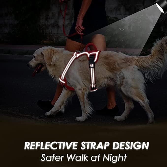 image:imageSlowTon No Pull Dog Harness Heavy Duty No Choke Pet Harness with 2 Leash Clips and Easy Control Vertical Handle Adjustable Soft Padded Dog Vest for Small Medium and Large DogsYellow Camo LargeCRed