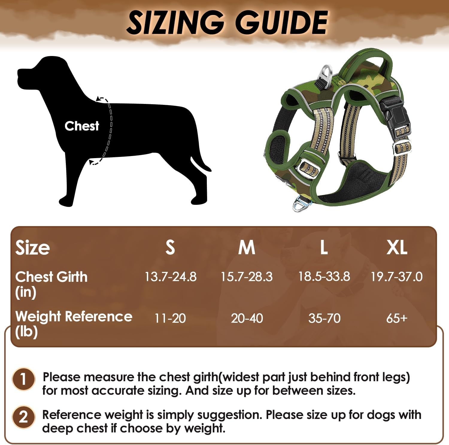 image:imageSlowTon No Pull Dog Harness Heavy Duty No Choke Pet Harness with 2 Leash Clips and Easy Control Vertical Handle Adjustable Soft Padded Dog Vest for Small Medium and Large DogsYellow Camo LargeHGreen Camouflage