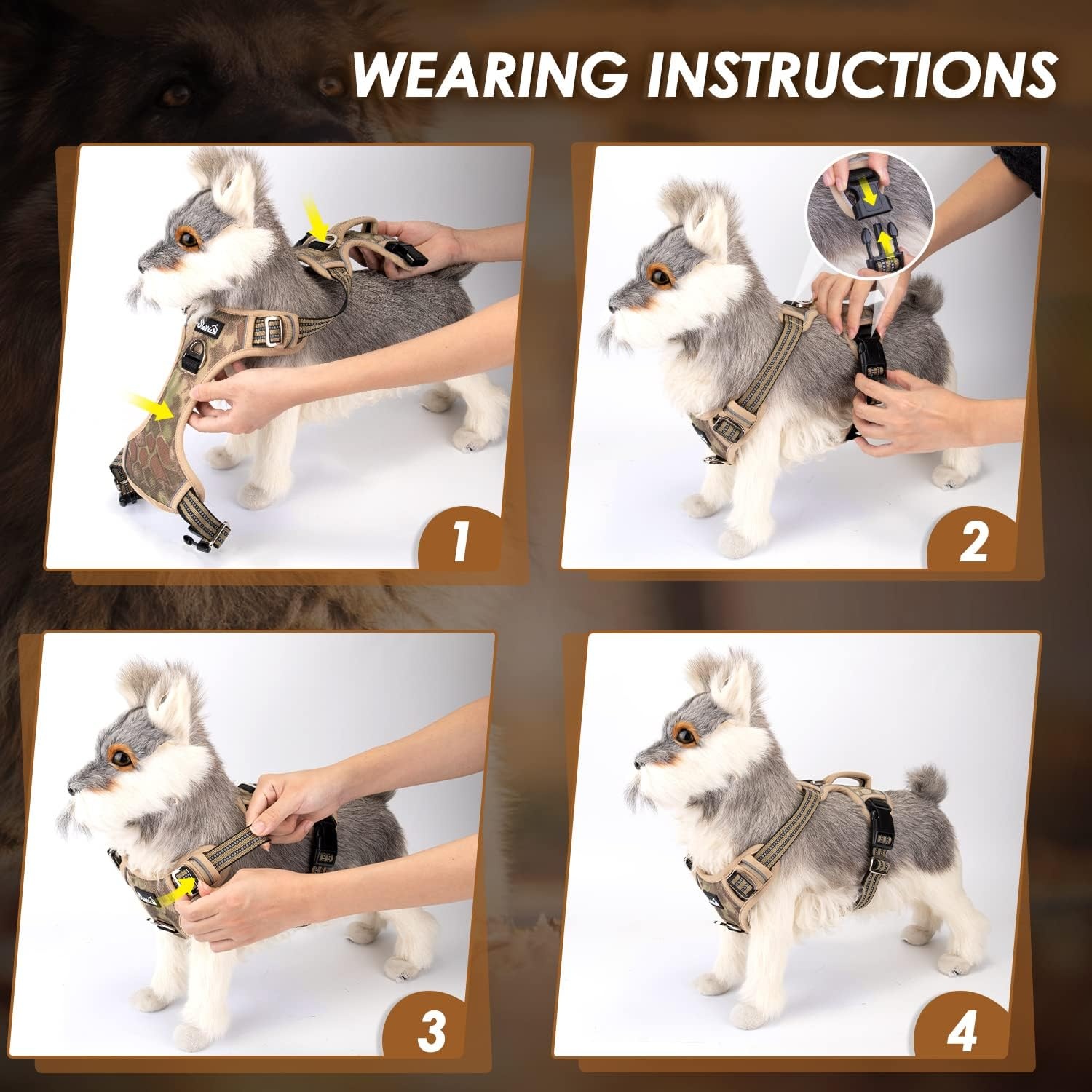 image:imageSlowTon No Pull Dog Harness Heavy Duty No Choke Pet Harness with 2 Leash Clips and Easy Control Vertical Handle Adjustable Soft Padded Dog Vest for Small Medium and Large DogsYellow Camo LargeIYellow Camouflage