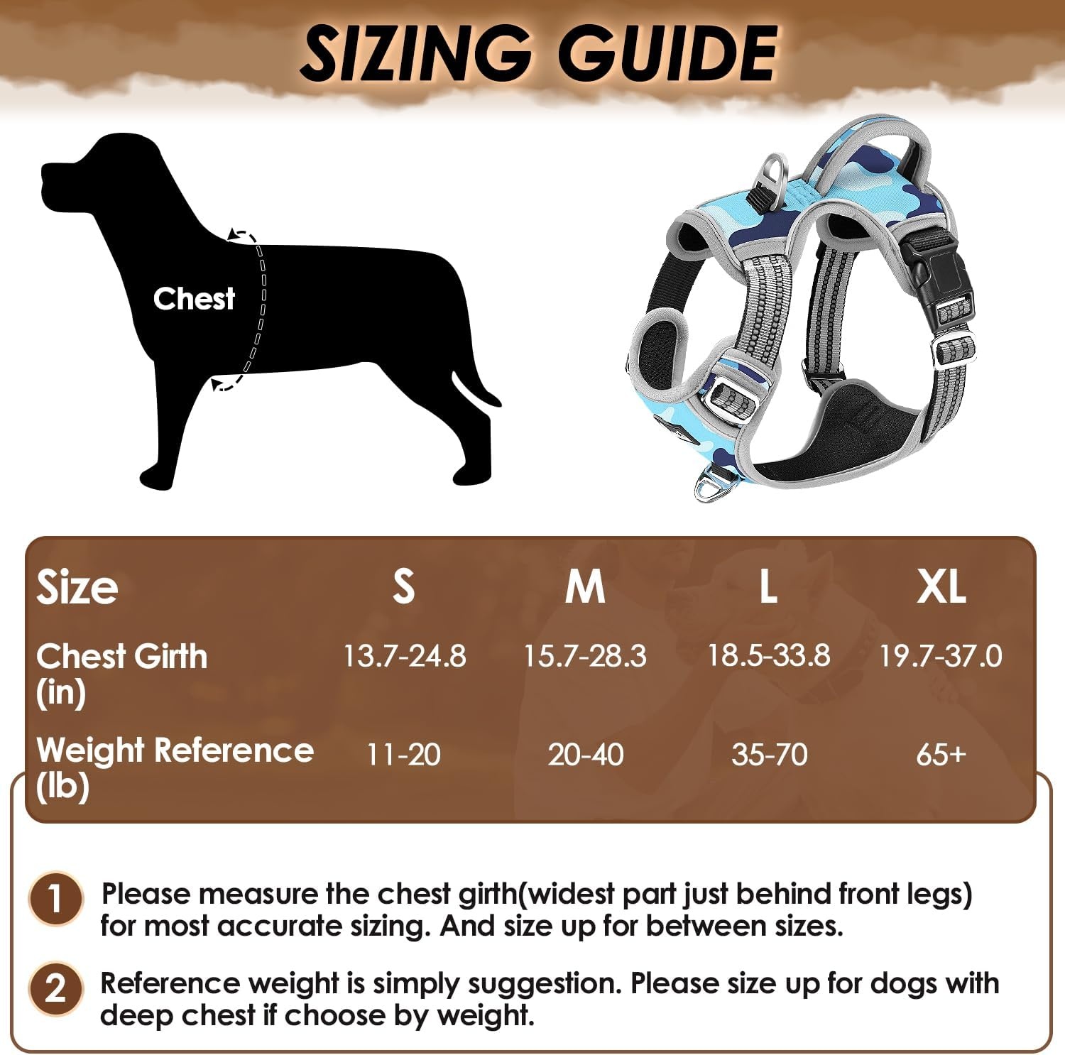 image:imageSlowTon No Pull Dog Harness Heavy Duty No Choke Pet Harness with 2 Leash Clips and Easy Control Vertical Handle Adjustable Soft Padded Dog Vest for Small Medium and Large DogsYellow Camo LargeKBlue Camouflage