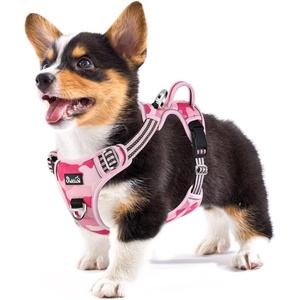 image:imageSlowTon No Pull Dog Harness Heavy Duty No Choke Pet Harness with 2 Leash Clips and Easy Control Vertical Handle Adjustable Soft Padded Dog Vest for Small Medium and Large DogsYellow Camo LargeJPink Camouflage