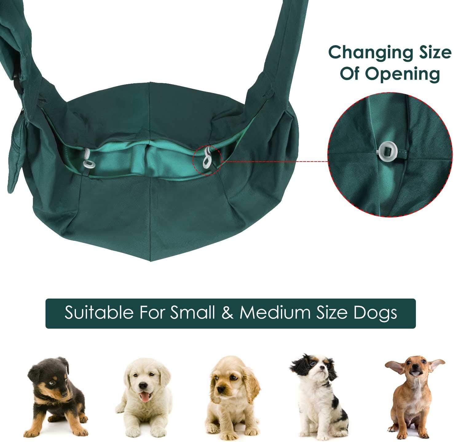 image:imageSlowTon Dog Carrier Sling Thick Padded Shoulder Strap Adjustable Dog Carriers for Small Dogs Puppy Carrier Purse for Pet Cat with Front Zipper Pocket Safety Belt Machine Washable Navy Knitted SJGreen Cotton Fabric