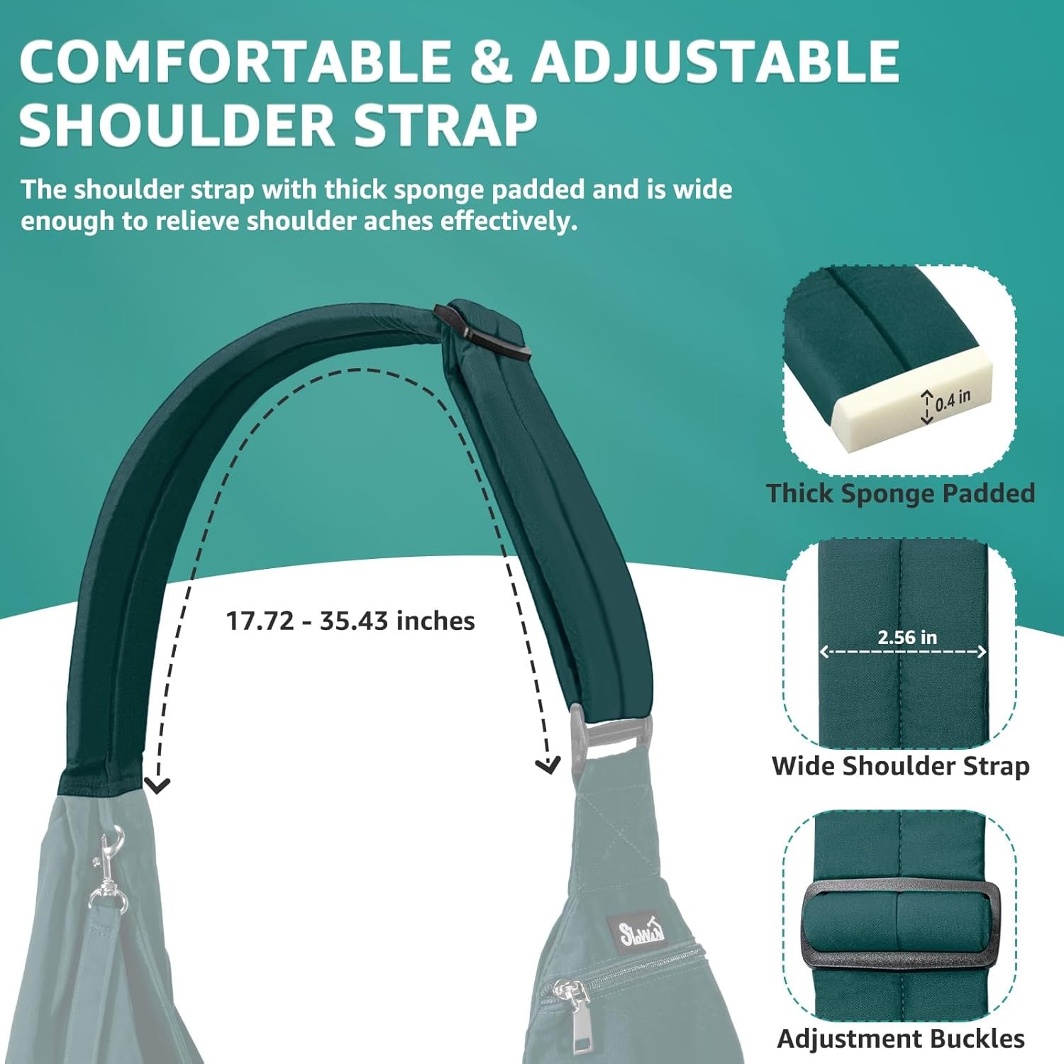 image:imageSlowTon Dog Carrier Sling Thick Padded Shoulder Strap Adjustable Dog Carriers for Small Dogs Puppy Carrier Purse for Pet Cat with Front Zipper Pocket Safety Belt Machine Washable Navy Knitted SJGreen Cotton Fabric
