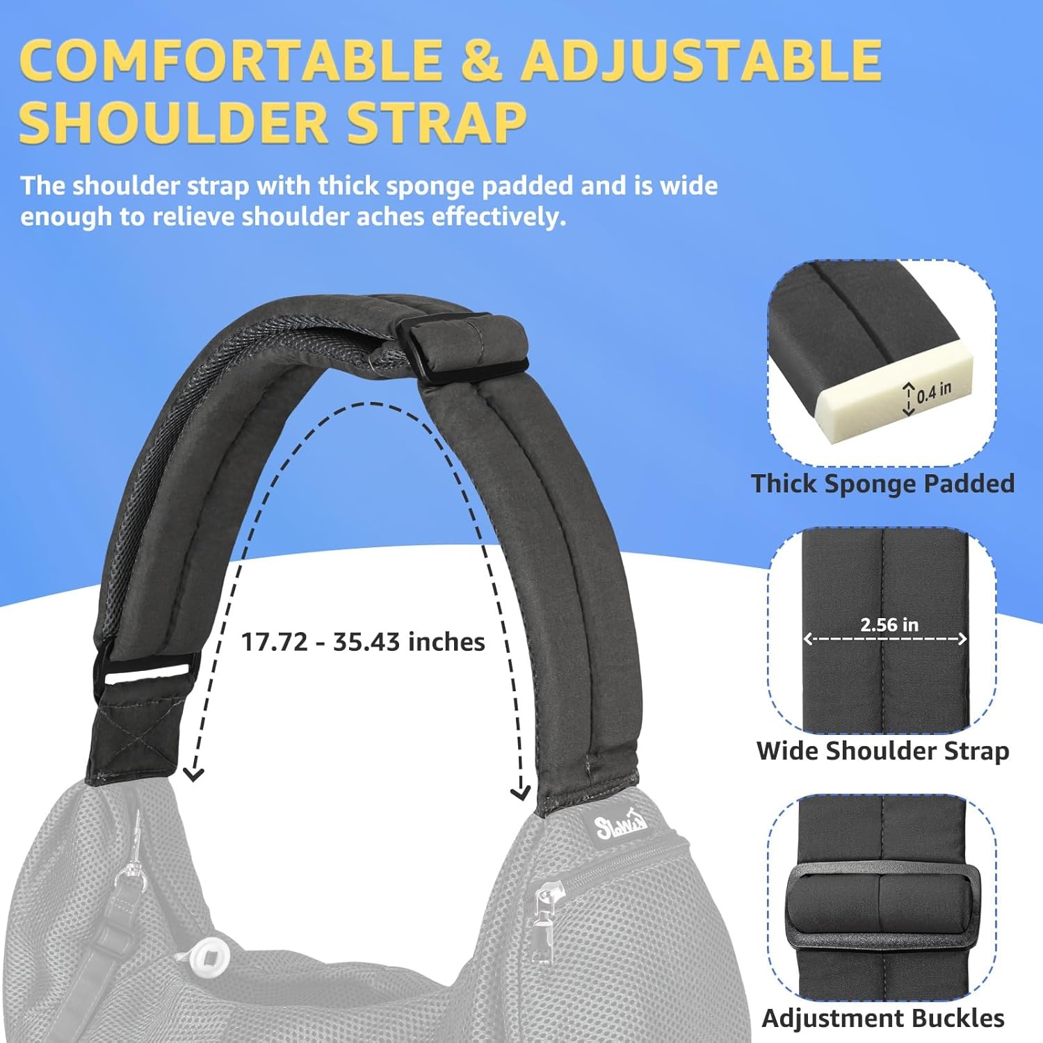 image:imageSlowTon Dog Carrier Sling Thick Padded Shoulder Strap Adjustable Dog Carriers for Small Dogs Puppy Carrier Purse for Pet Cat with Front Zipper Pocket Safety Belt Machine Washable Navy Knitted SBDark Grey Breathable Fabric