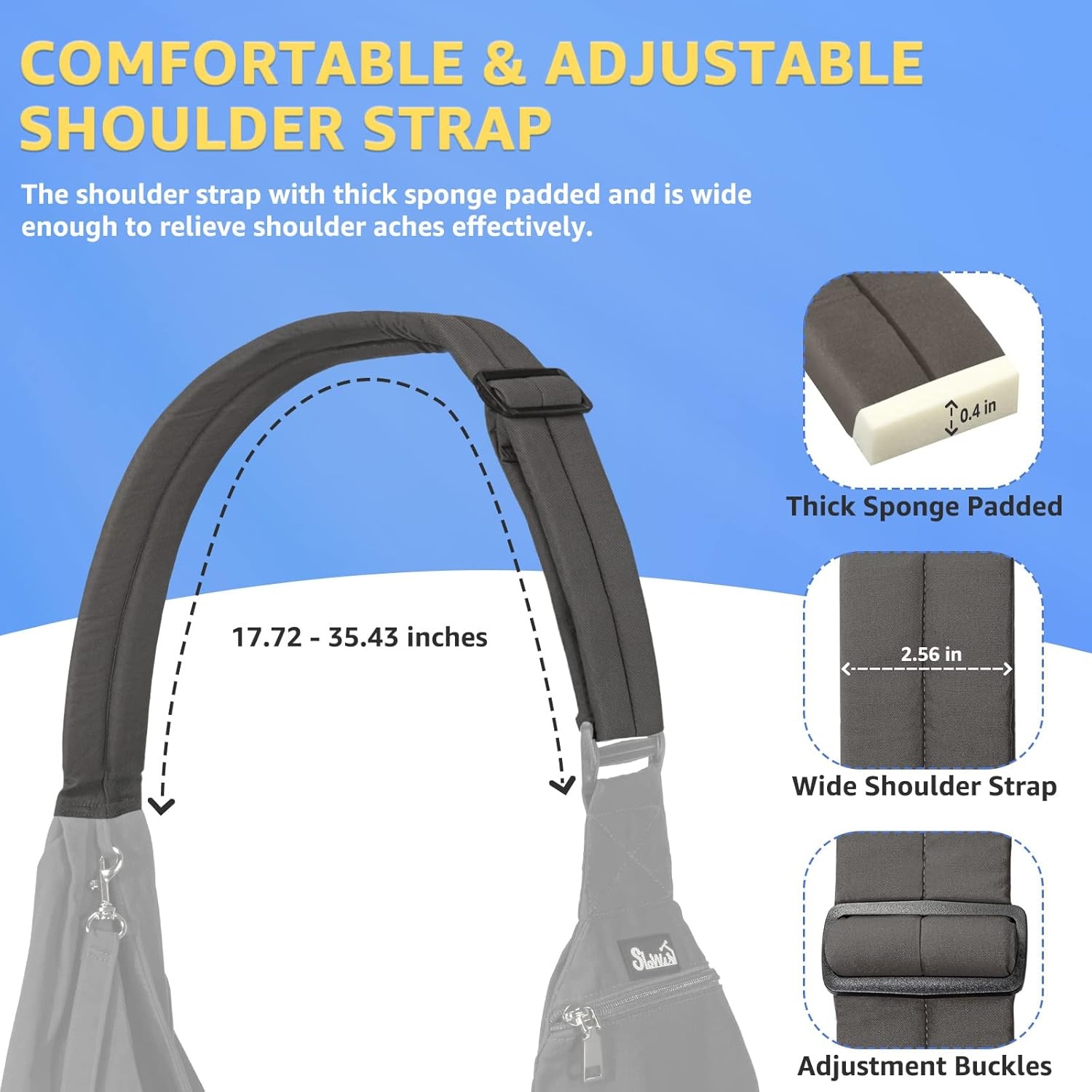 image:imageSlowTon Dog Carrier Sling Thick Padded Shoulder Strap Adjustable Dog Carriers for Small Dogs Puppy Carrier Purse for Pet Cat with Front Zipper Pocket Safety Belt Machine Washable Navy Knitted SAGrey Cotton Fabric