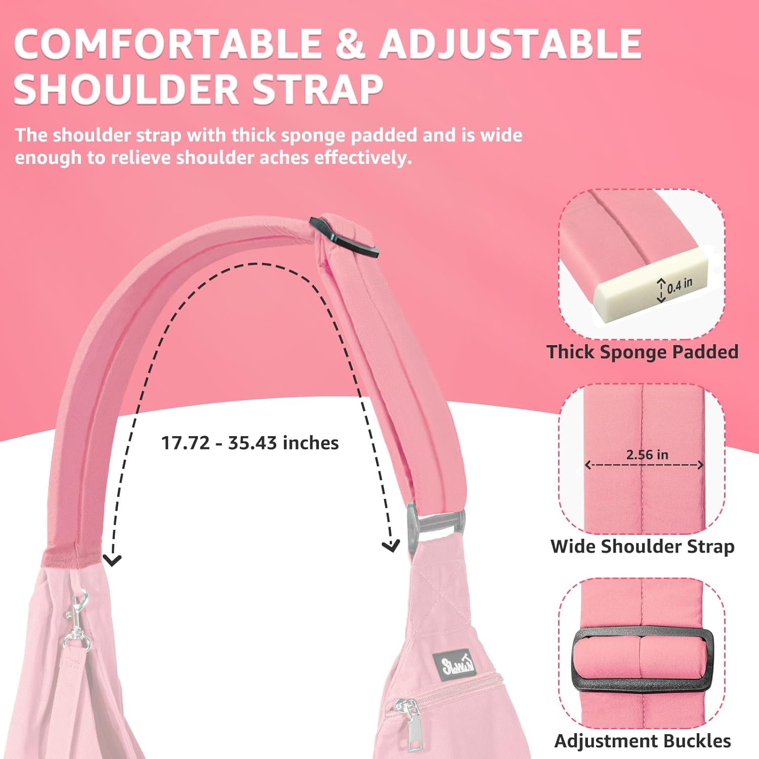 image:imageSlowTon Dog Carrier Sling Thick Padded Shoulder Strap Adjustable Dog Carriers for Small Dogs Puppy Carrier Purse for Pet Cat with Front Zipper Pocket Safety Belt Machine Washable Navy Knitted SIPeach Cotton Fabric