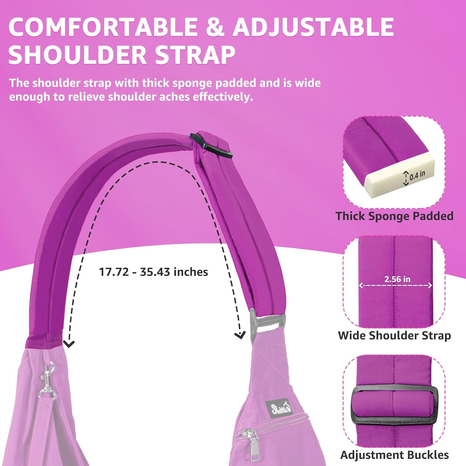 image:imageSlowTon Dog Carrier Sling Thick Padded Shoulder Strap Adjustable Dog Carriers for Small Dogs Puppy Carrier Purse for Pet Cat with Front Zipper Pocket Safety Belt Machine Washable Navy Knitted SKFuchsia Cotton Fabric