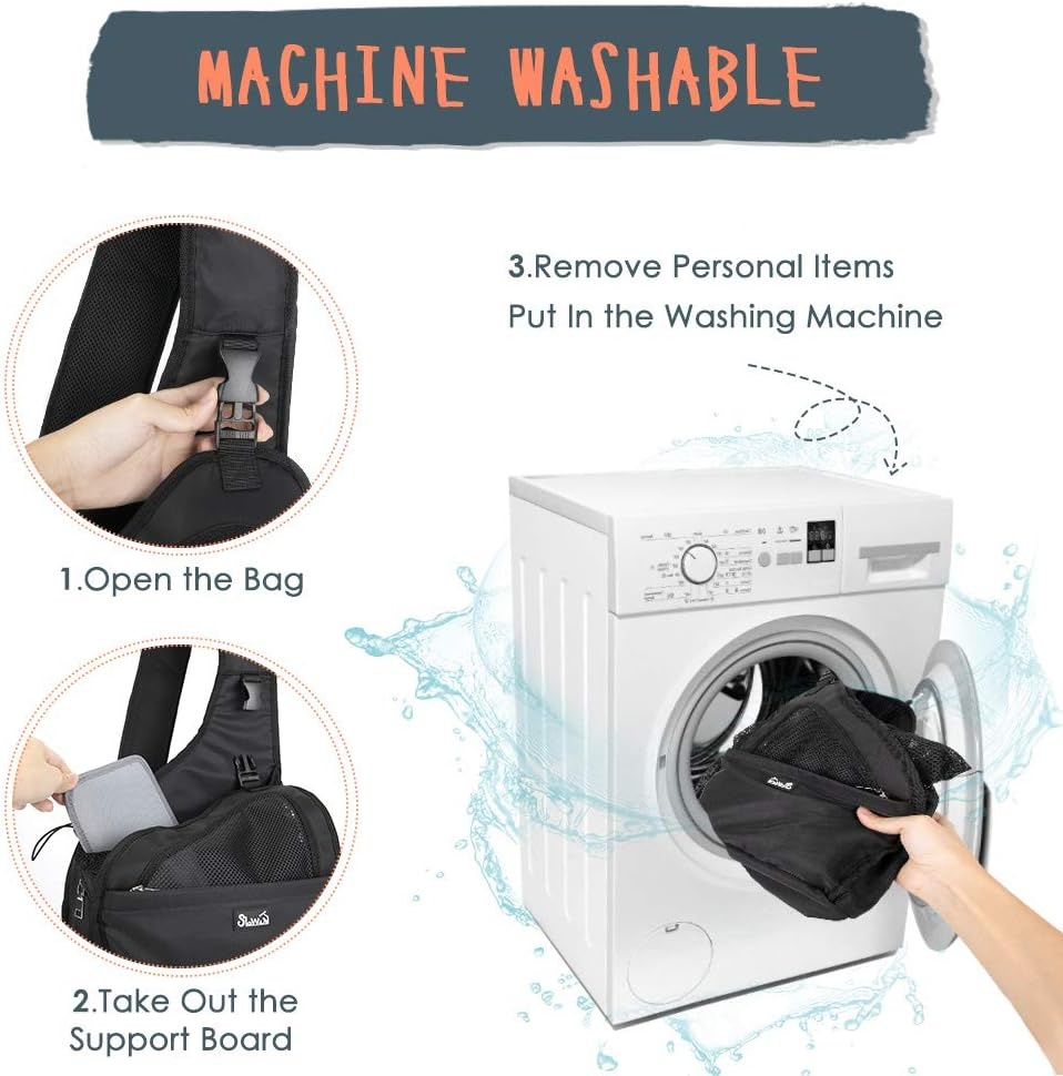 image:imageSlowTon Pet Dog Sling Carrier Hands Free Hard Bottom Papoose Small Animal Puppy Up to 6 lbs Travel Bag Tote Breathable Mesh Support Adjustable Padded Strap Pocket Safety Belt Machine WashableBlack