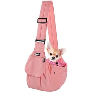 image:imageSlowTon Dog Carrier Sling  Hard Bottom Support Dog Carriers for Small Dogs with Adjustable Padded Shoudler Strap Dog Purse for Puppy Cat Pet with Drawstring Opening Storage Zipper Pockets GreyPeach