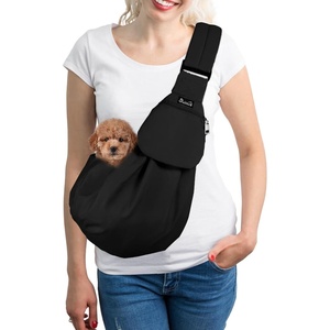 image:imageSlowTon Dog Carrier Sling  Thick Padded Shoulder Strap Adjustable Dog Carriers for Small Dogs Puppy Carrier Purse for Pet Cat with Front Zipper Pocket Safety Belt Machine Washable Navy Knitted SCBlack WaterResistant