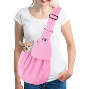 image:imageSlowTon Dog Carrier Sling  Thick Padded Shoulder Strap Adjustable Dog Carriers for Small Dogs Puppy Carrier Purse for Pet Cat with Front Zipper Pocket Safety Belt Machine Washable Navy Knitted SGPink Knitted Fabric