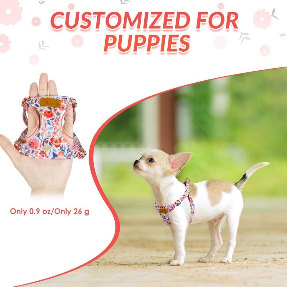 image:imageSlowTon Dog Harness Small Sized Dog Soft XXS Dog Harness and Leash Set No Pull No Chock Adjustable Lightweight Puppy Harness for XS Small Medium Dogs Cats Purple Dasiy XXSFlower