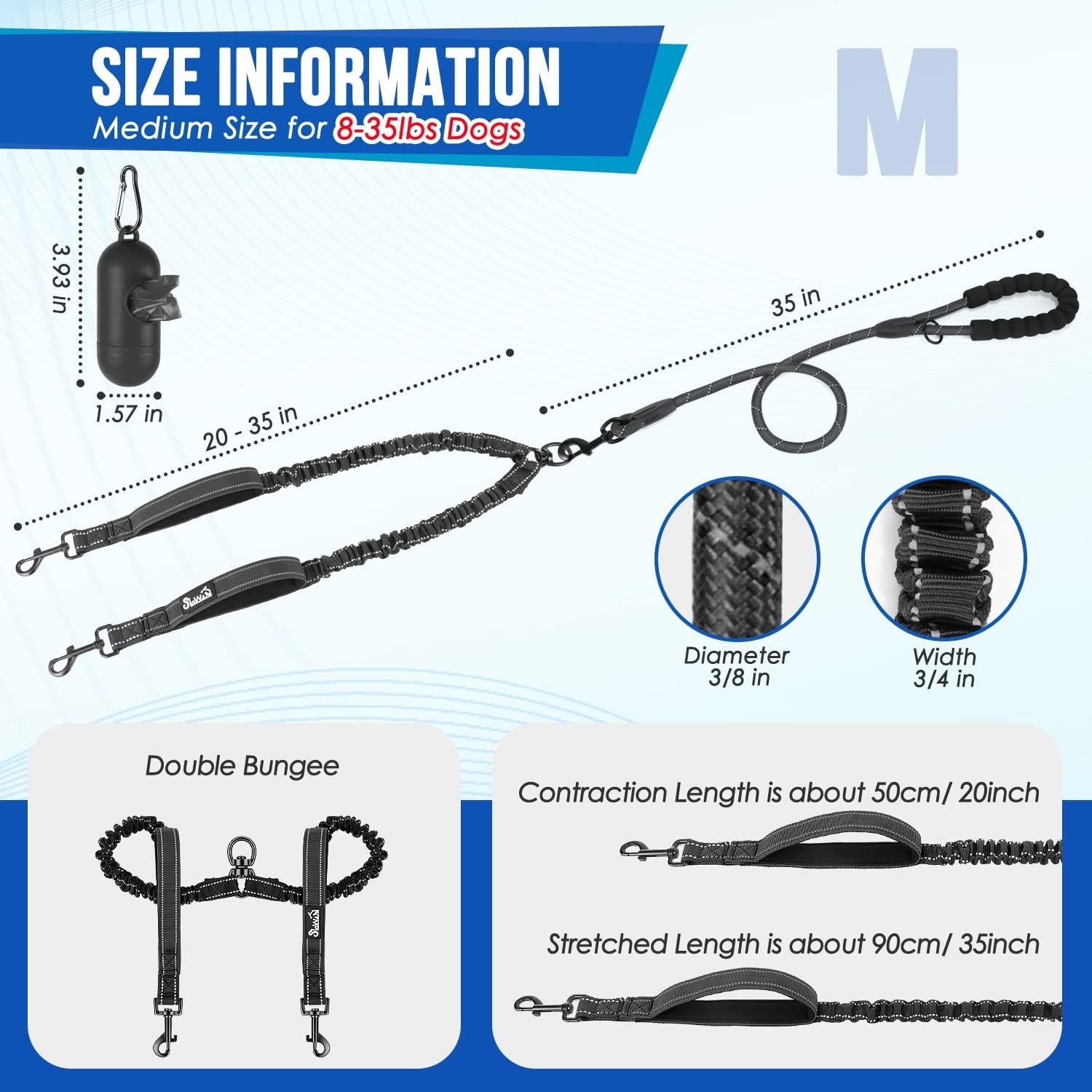 image:imageSlowTon Double Leash for Two Dogs No Tangle Dog Leash 360 Swivel Reflective Double Dog Leashes with Two Padded Handles Shock Absorbing Walking Training for Small Medium Dogs Black 835 lbsBlack