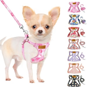 image:imageSlowTon Dog Harness Small Sized Dog  Soft XXS Dog Harness and Leash Set No Pull No Chock Adjustable Lightweight Puppy Harness for XS Small Medium Dogs Cats Purple Dasiy XXSPink Strawberry