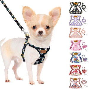 image:imageSlowTon Dog Harness Small Sized Dog  Soft XXS Dog Harness and Leash Set No Pull No Chock Adjustable Lightweight Puppy Harness for XS Small Medium Dogs Cats Purple Dasiy XXSBlack Daisy