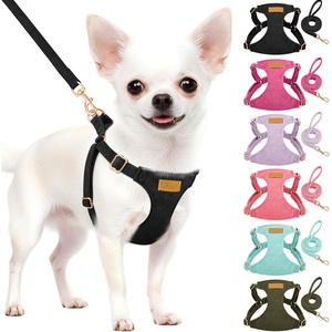 image:imageSlowTon Dog Harness Small Sized Dog  Soft XXS Dog Harness and Leash Set No Pull No Chock Adjustable Lightweight Puppy Harness for XS Small Medium Dogs Cats Purple Dasiy XXSSolid Black
