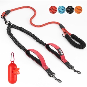 image:imageSlowTon Double Leash for Two Dogs  No Tangle Dog Leash 360 Swivel Reflective Double Dog Leashes with Two Padded Handles Shock Absorbing Walking Training for Small Medium Dogs Black 835 lbs1Red