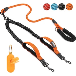 image:imageSlowTon Double Leash for Two Dogs  No Tangle Dog Leash 360 Swivel Reflective Double Dog Leashes with Two Padded Handles Shock Absorbing Walking Training for Small Medium Dogs Black 835 lbsOrange