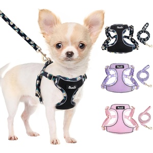 image:imageSlowTon Small Dog Harness  No Pull Dog Harness and Leash Set Soft Mesh Lightweight Puppy Vest Harnesses Adjustable Pet Harnesses for XXS XS Small Medium Easy Walk Hiking Purple XXS3Black Daisy