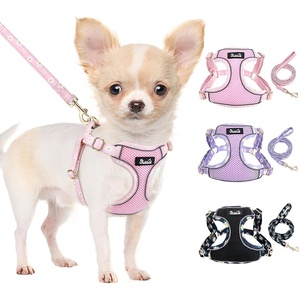 image:imageSlowTon Small Dog Harness  No Pull Dog Harness and Leash Set Soft Mesh Lightweight Puppy Vest Harnesses Adjustable Pet Harnesses for XXS XS Small Medium Easy Walk Hiking Purple XXS1Pink Daisy